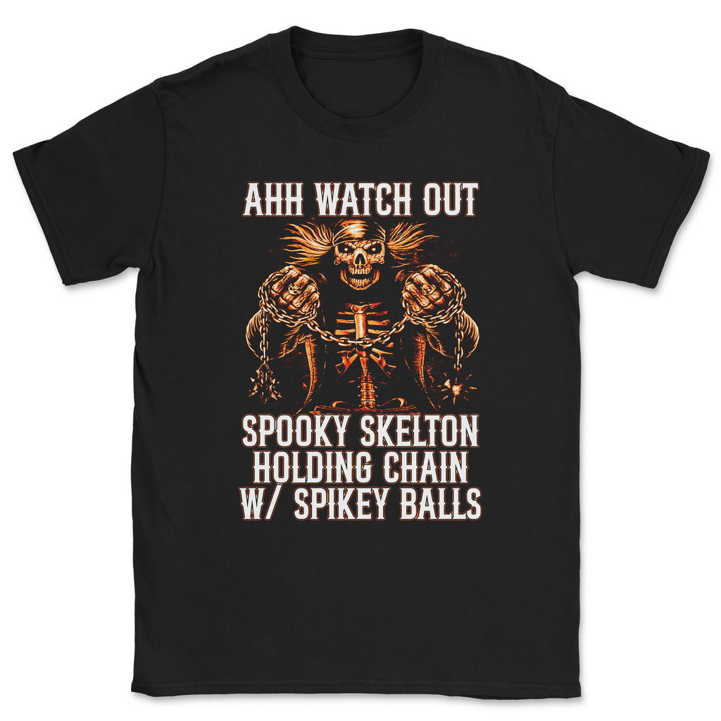 Spooky Skelton Holding Chain w/ Spinkey Balls