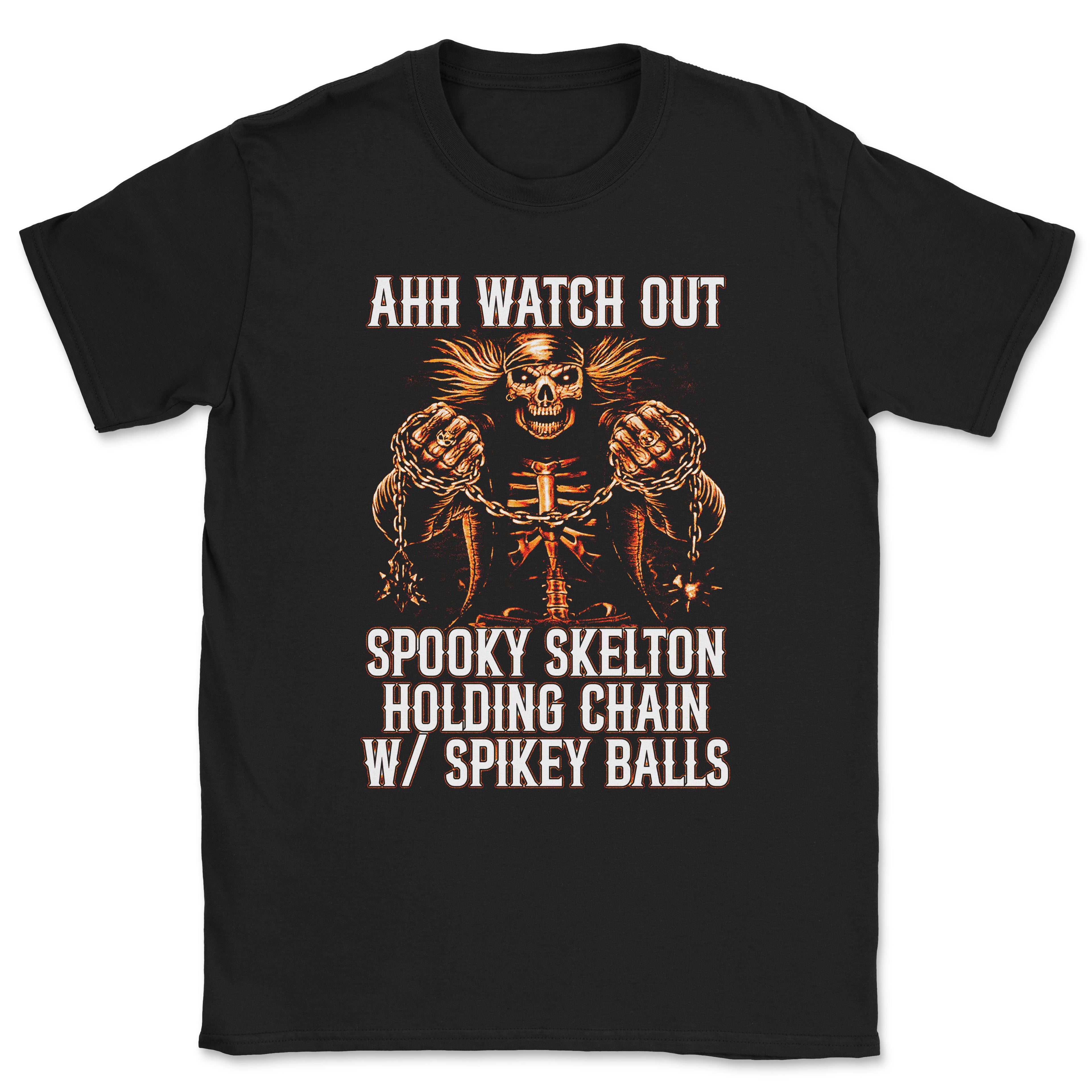Spooky Skelton Holding Chain w/ Spinkey Balls